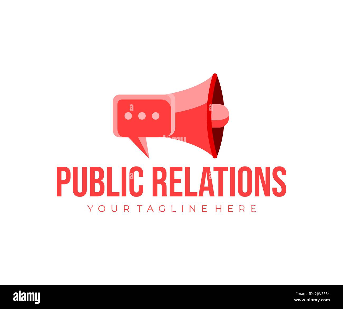 Öffentlichkeitsarbeit, Megaphon, Bullhorn und Sprechtrompete, Logo-Design. Public Opinion Management, soziale Interaktionen, Zielgruppe Stock Vektor