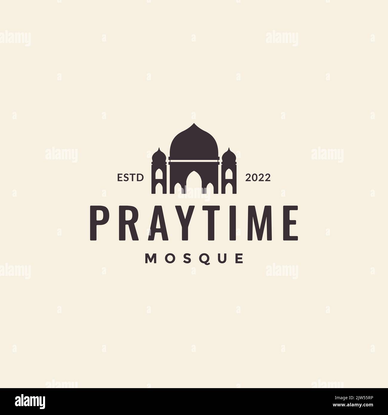 Hipster-Moschee mit Kuppel-Logo-Design Stock Vektor