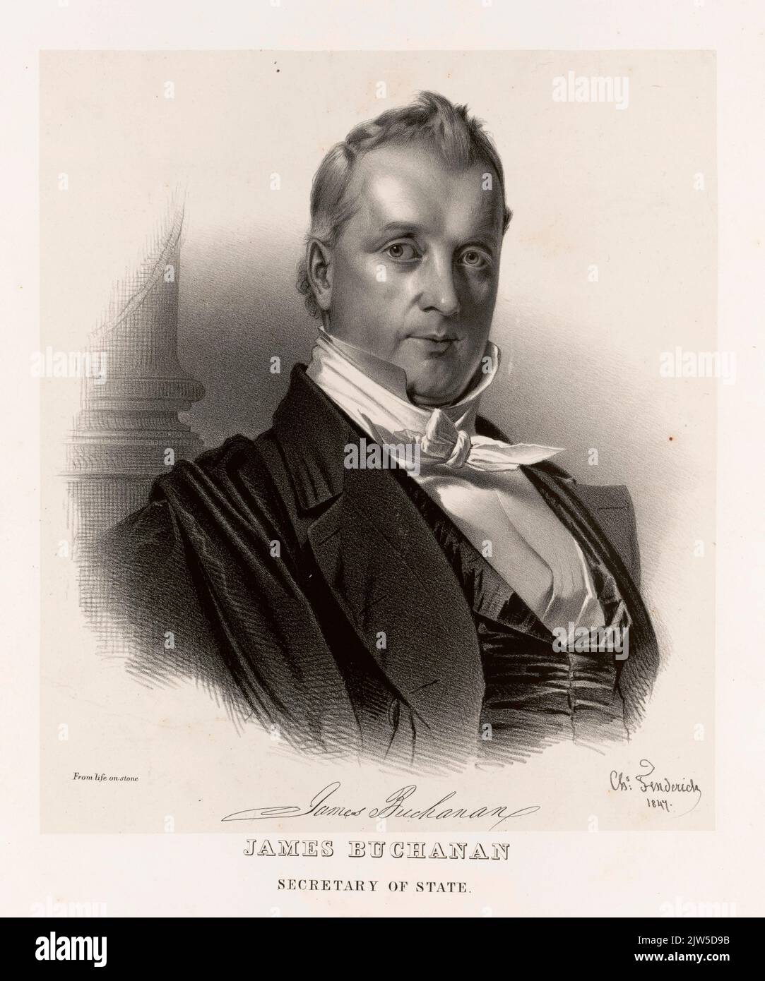 Ein Porträt von Präsident Hames Buchanan. Buchanan war 15. Präsident der USA. Dieses Porträt entstand, als er Staatssekretär war, zehn Ihrer vor seiner Amtszeit als Präsident. Stockfoto