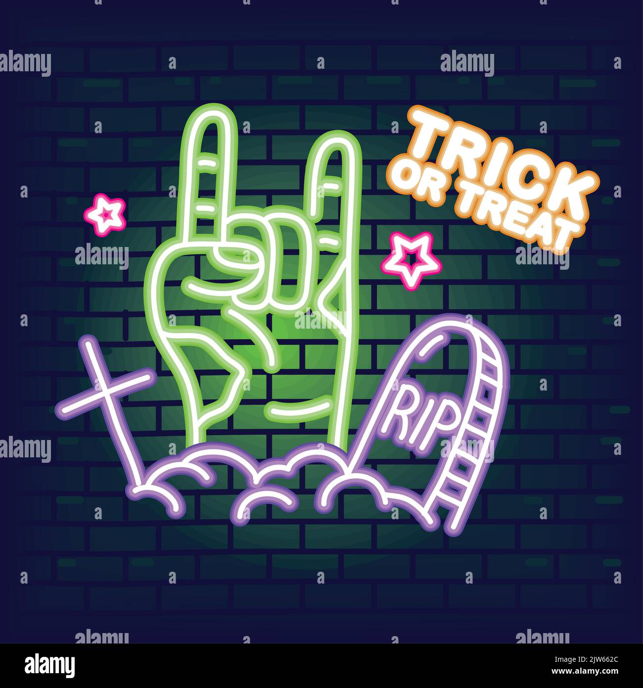halloween Trick or Treat, Neon Stock Vektor
