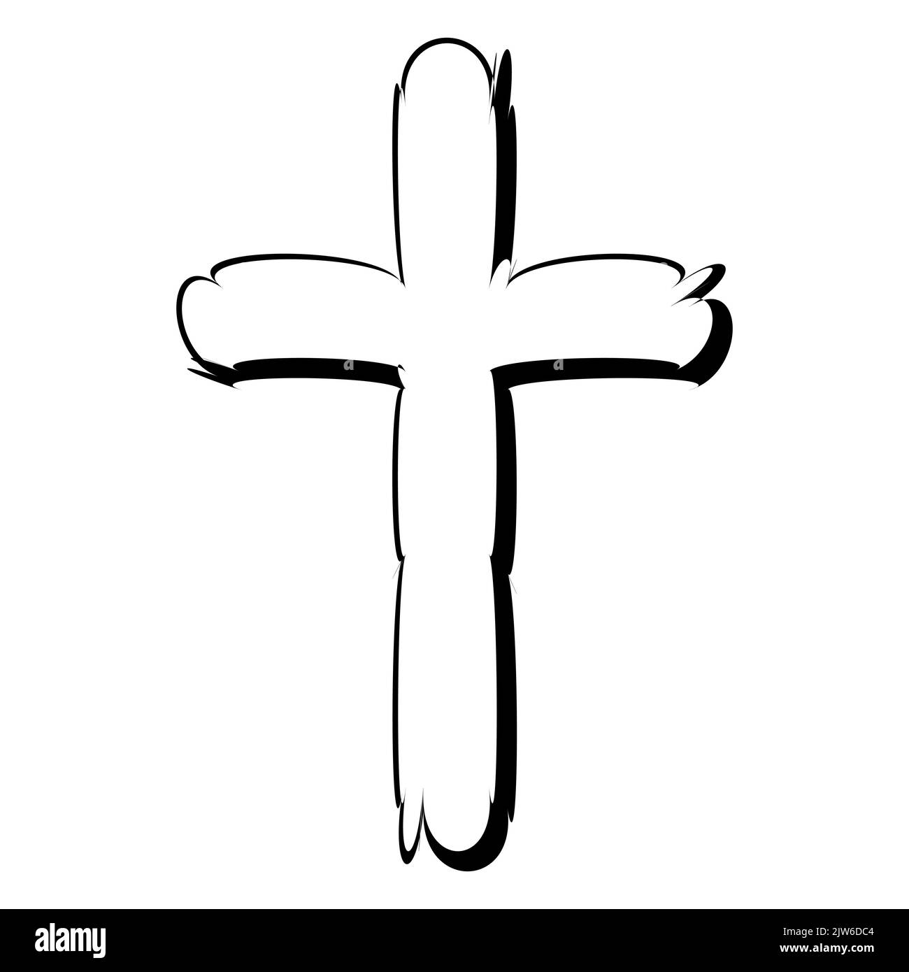 Kreuzkritzelskizze christlich, Glaube bibel katholisches religiöses Symbol Stock Vektor