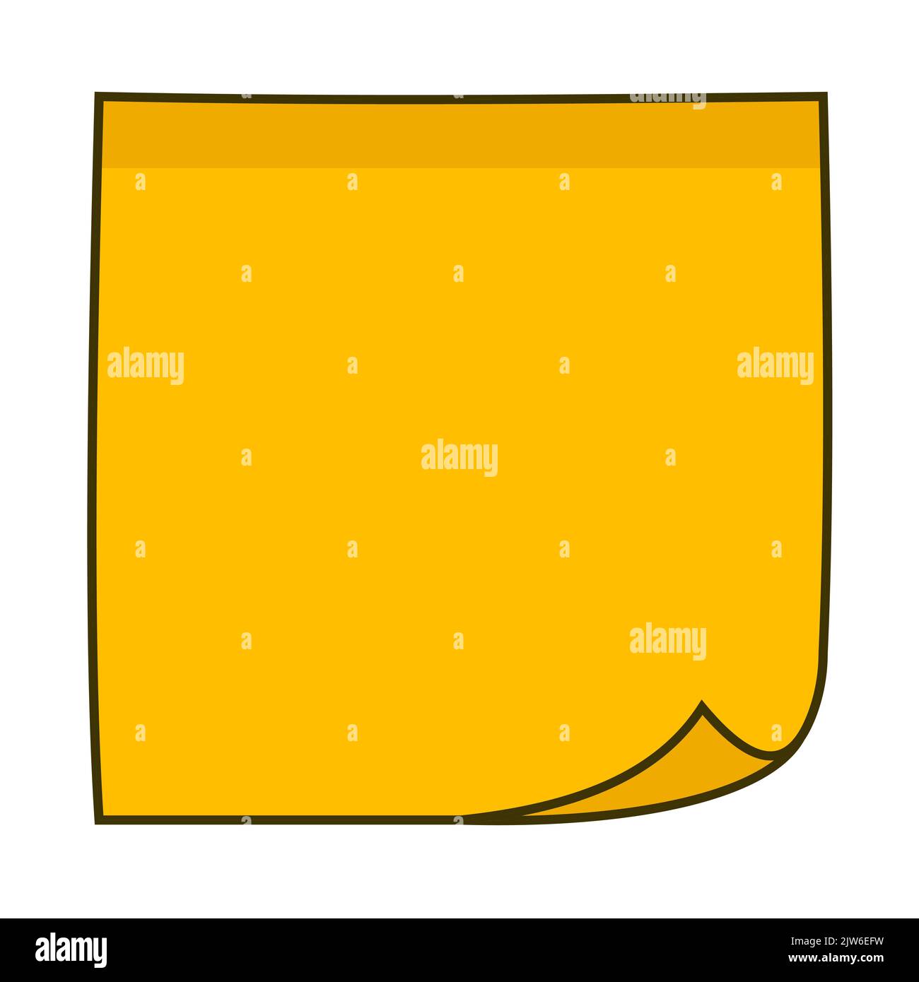 Symbolnotiz Haftnotiz, Stickerzeile Notizpapier, Umrissstrich Stock Vektor