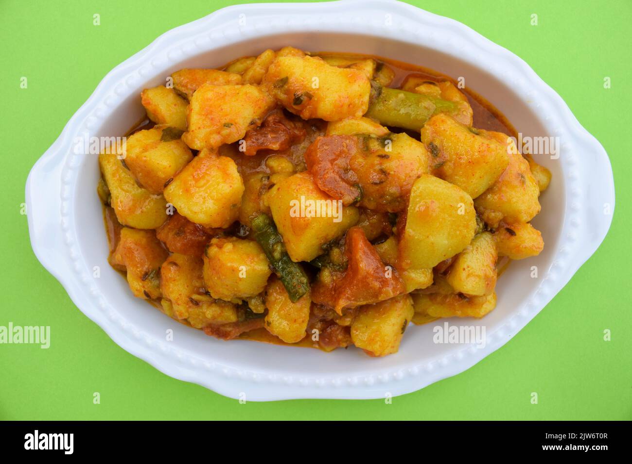 Leckeres Farali Aloo KI Sabji. Kartoffelpuffer als Beilage für Fastfood ...