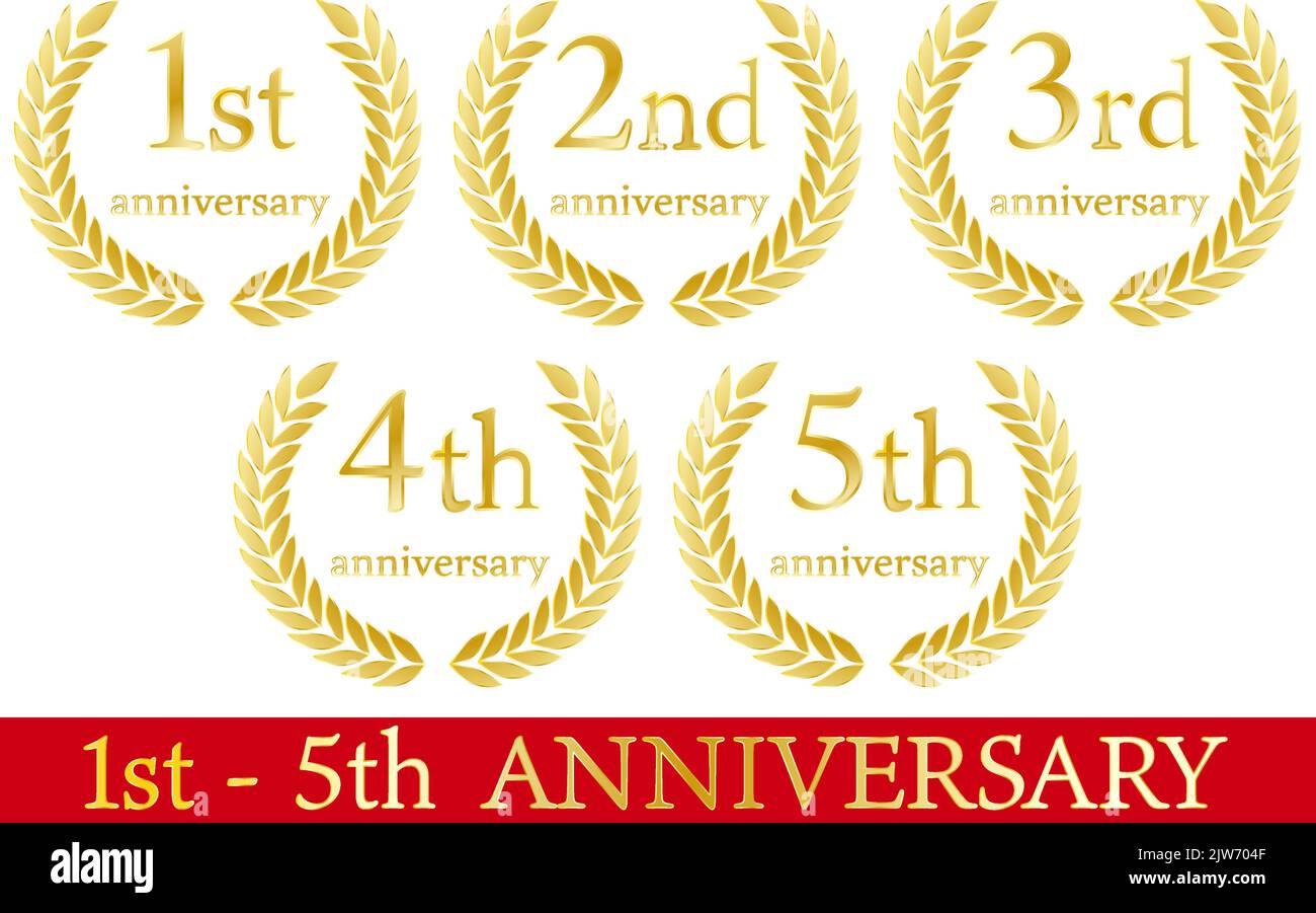 Ikonen zum Laurel-Kranz und Jubiläum Stock Vektor