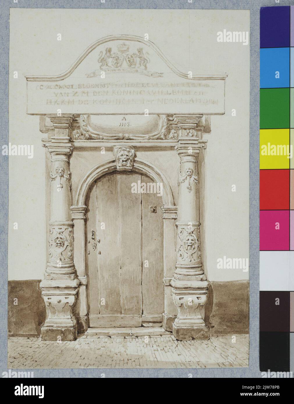 Tor von Klein Lepelenburg, hinter dem Wal durch den Maliepoortje. Signiert / 1843 von JH. Der Hase. Stockfoto