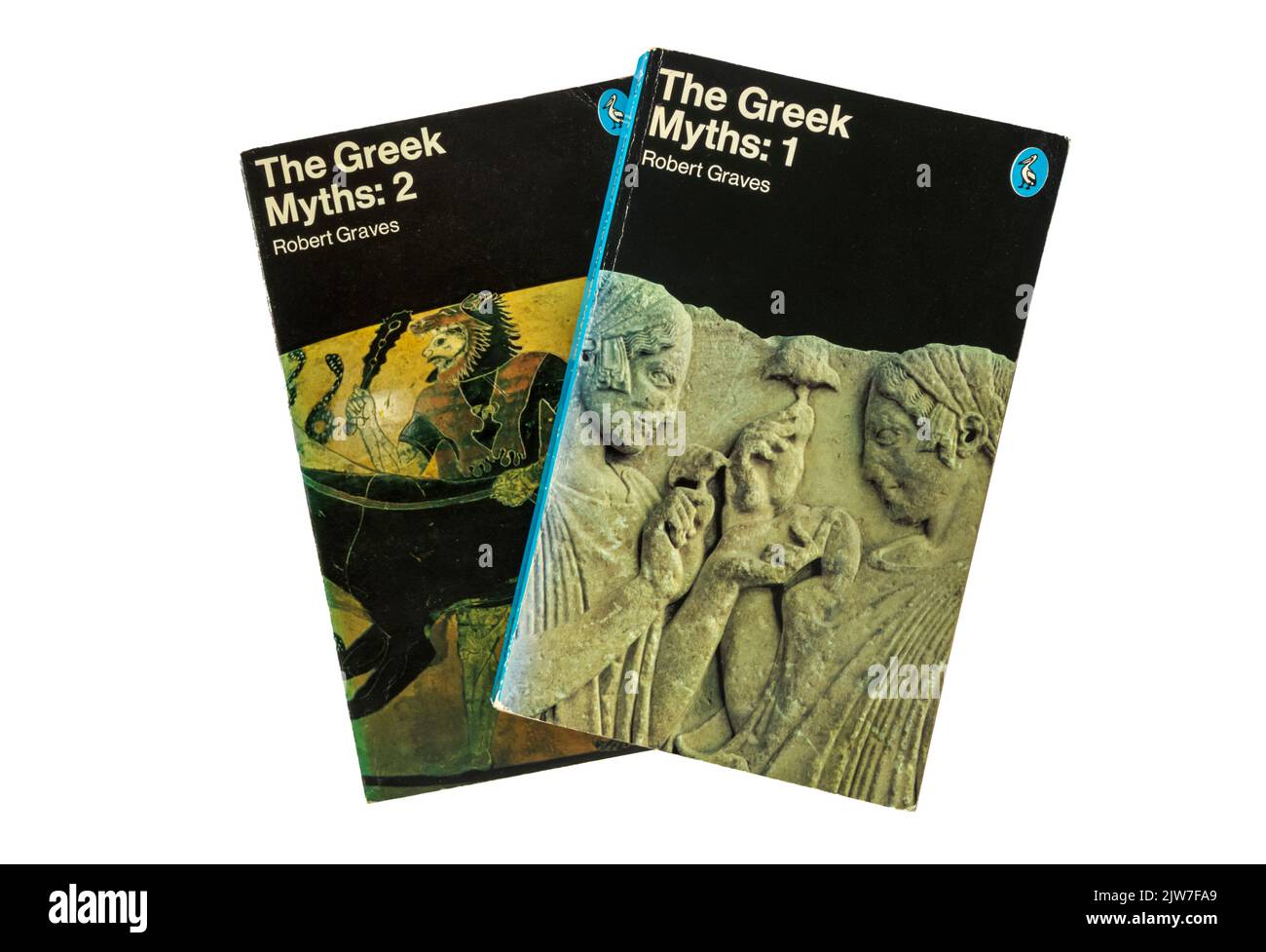 Bände 1 und 2 der griechischen Mythen von Robert Graves. Erstveröffentlichung 1955. Stockfoto