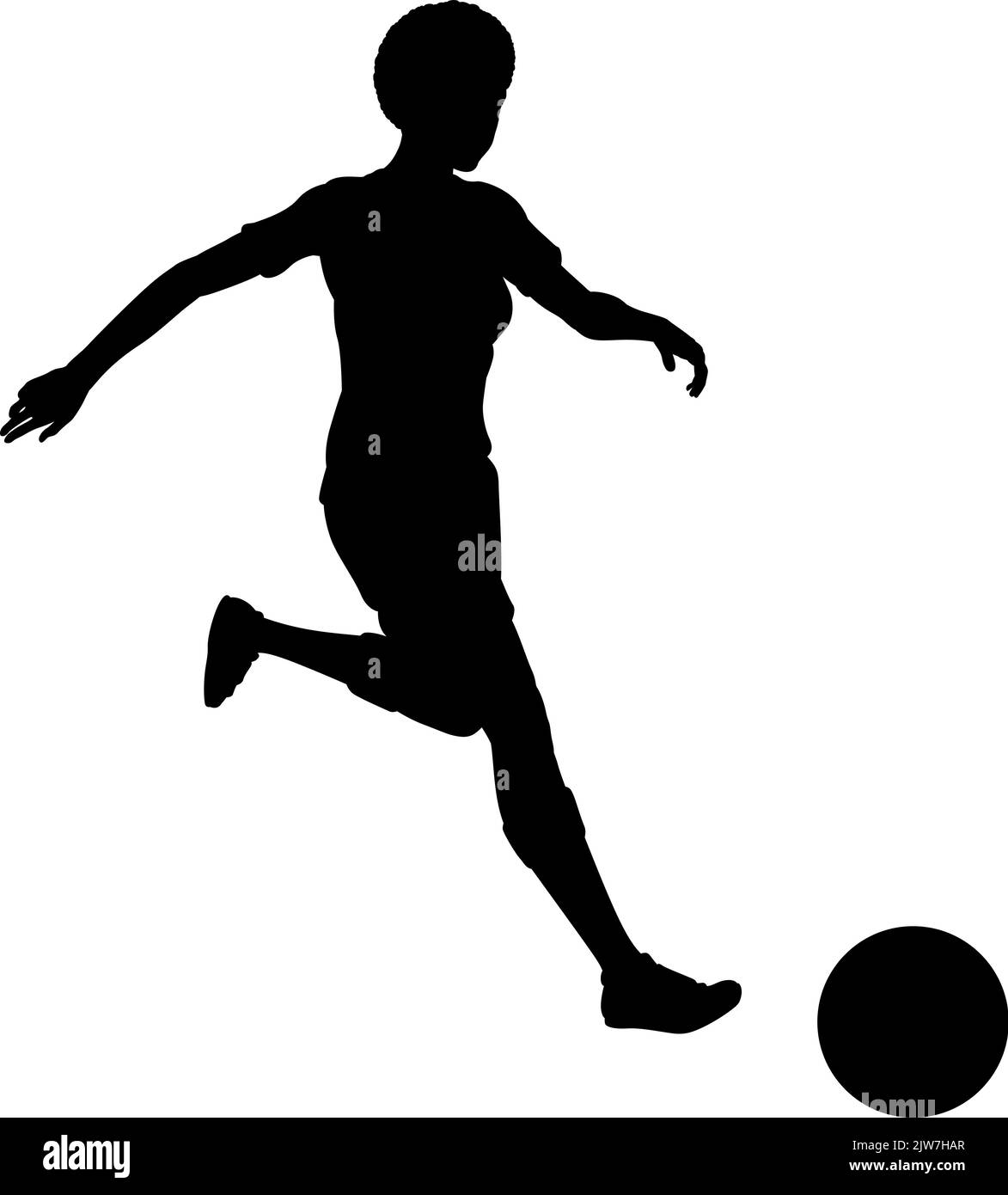 Black Woman Fußball-Fußballspielerin Silhouette Stock Vektor