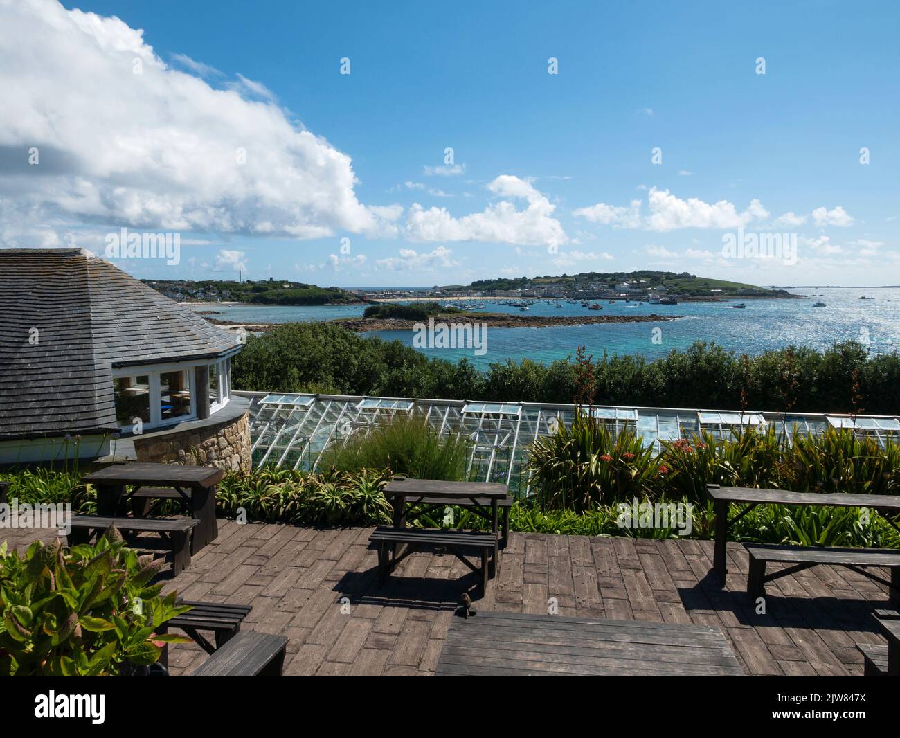 Juliet's Garden, St. Mary's, Isles of Scilly, Cornwall, England, VEREINIGTES KÖNIGREICH. Stockfoto