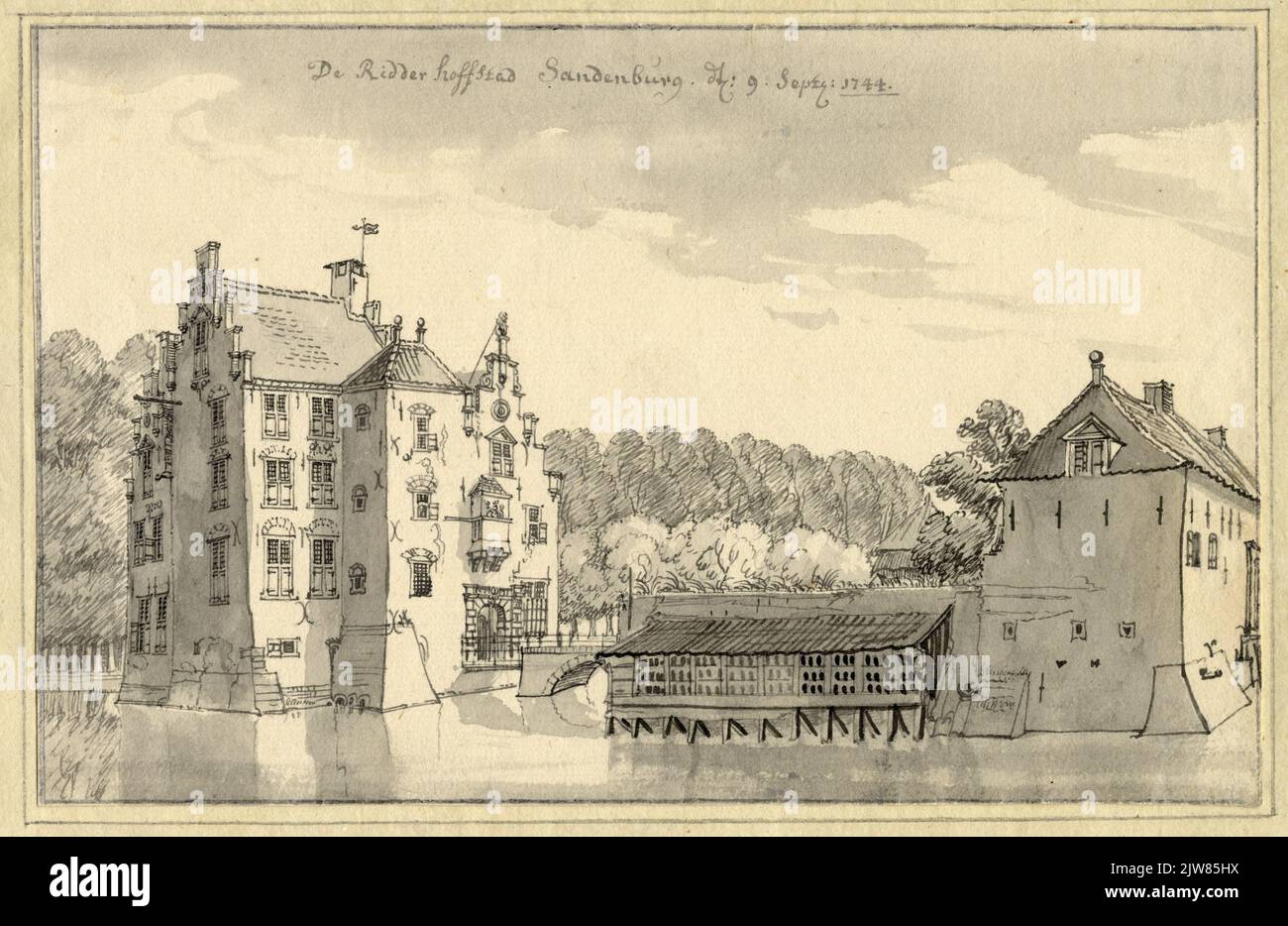 De Ridder Hoffstad Sandenburg. DT: 9. Sept.: 1744. Stockfoto