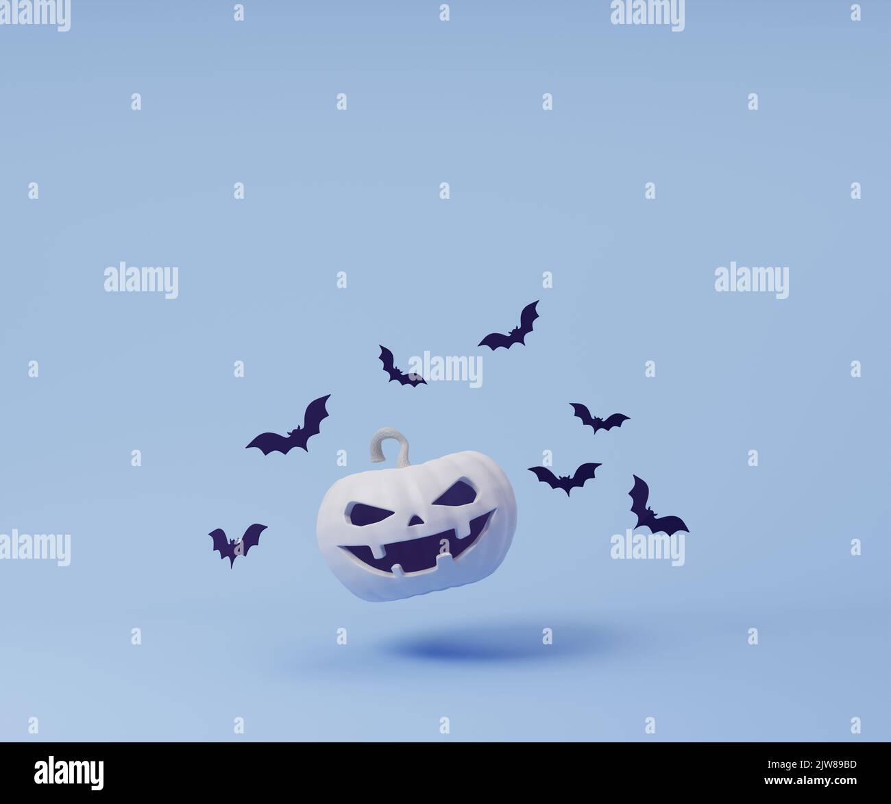 halloween Jack O' Lantern schwarze Kürbisse. 3D Abbildung Stockfoto