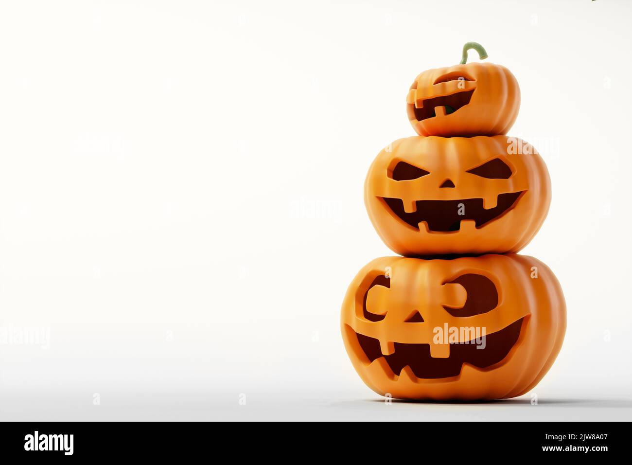 Stapel Halloween Kürbisse auf weiß. 3D Abbildung Stockfoto