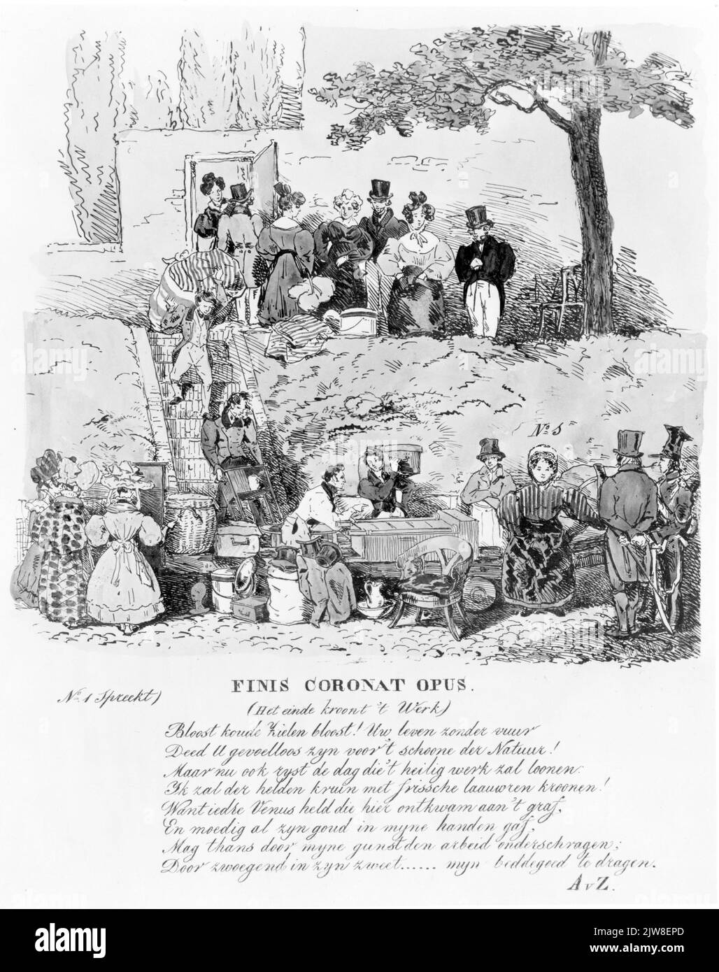 Finis Coronat Opus. / (Das Ende stürzt die Arbeit ab) Stockfoto