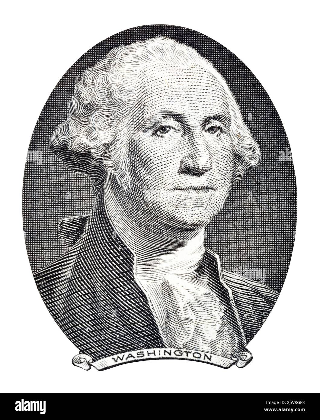 Nahaufnahme von George Washington. Porträt des US-Präsidenten. Stockfoto