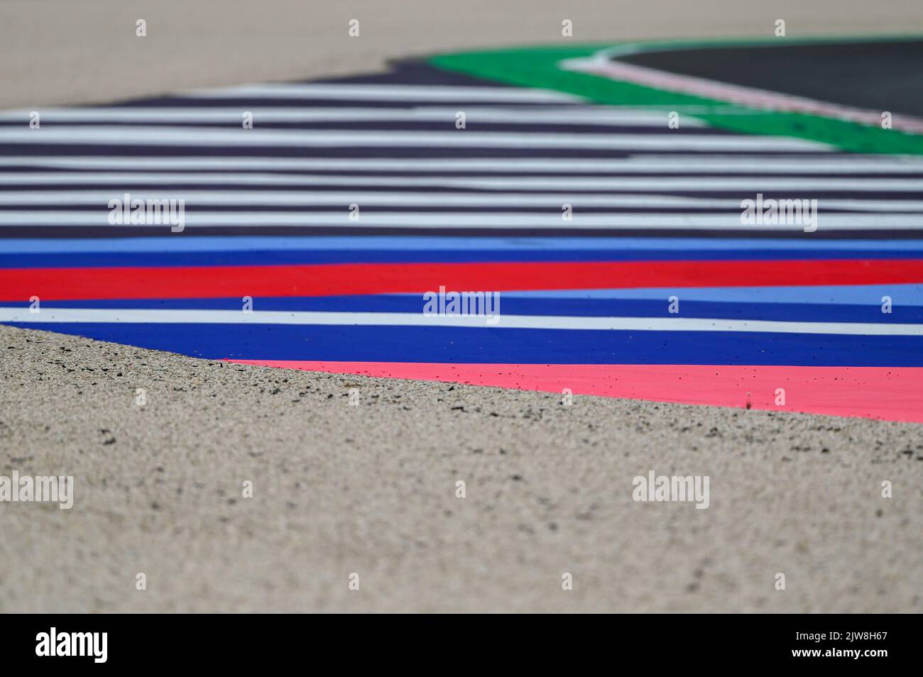 Detail des Misano World Circuit während des Gran Premio di San Marino e della Riviera di Rimini Qualifying Moto GP, MotoGP World Championship in Misano Adriatico, Italien, September 03 2022 Stockfoto