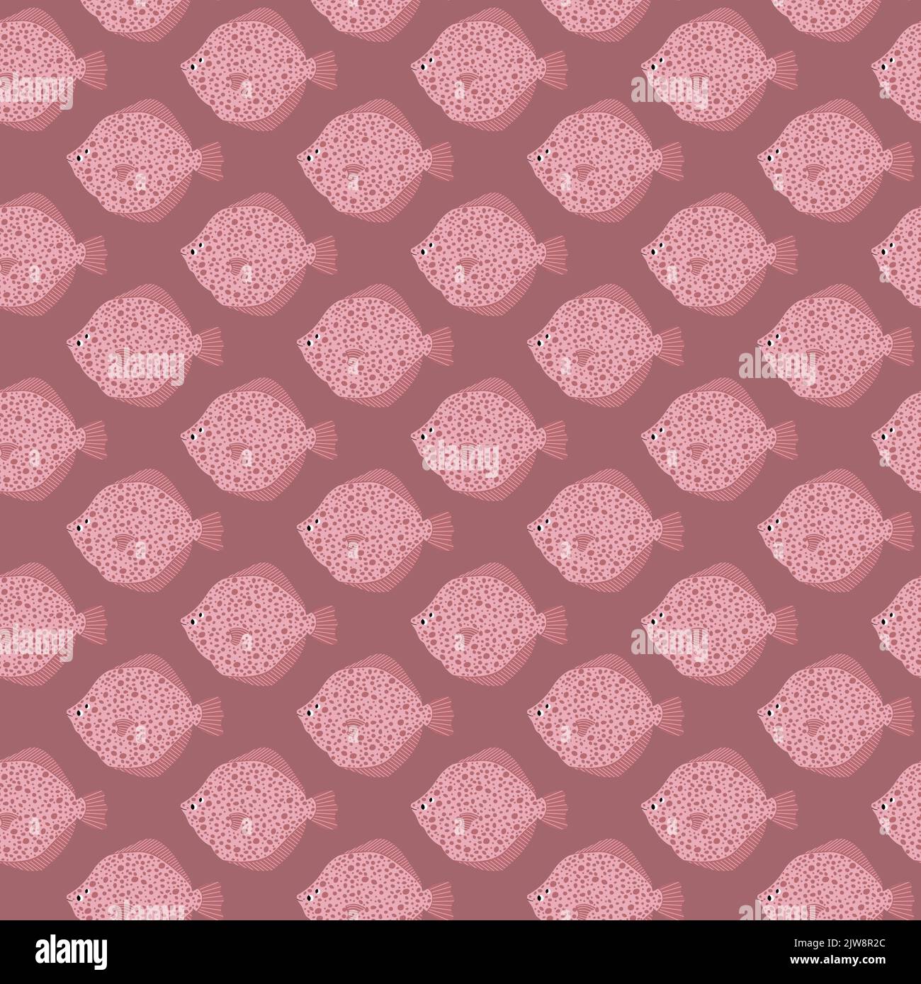 Vektor nahtlose Muster mit Flunder.Underwater Cartoon Creatures.Marine background.Cute Ozean-Muster für Stoff, Kinderkleidung, Textilien Stock Vektor