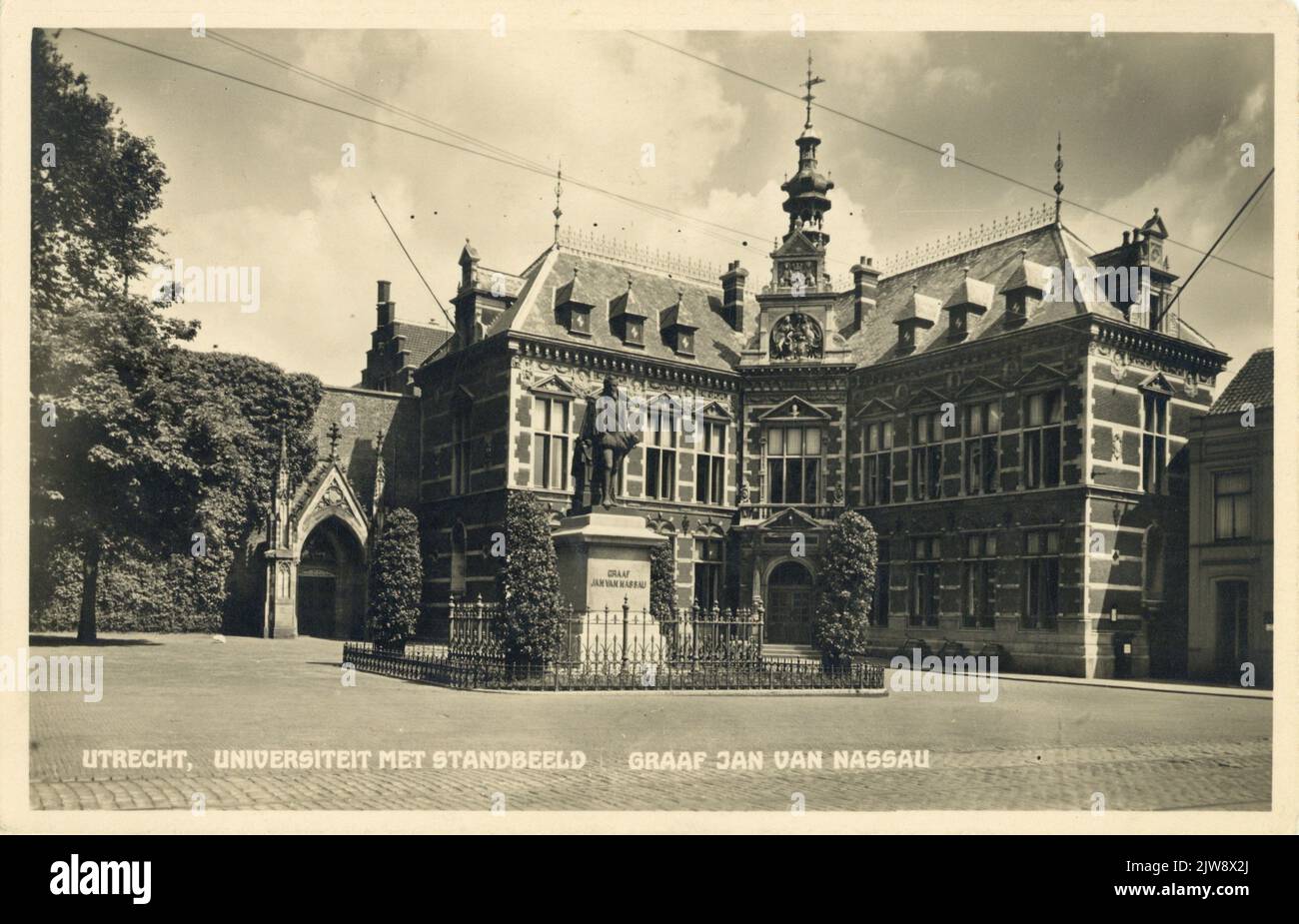 Utrecht, Universität mit Statue des Grafen Jan van Nassau Stockfoto