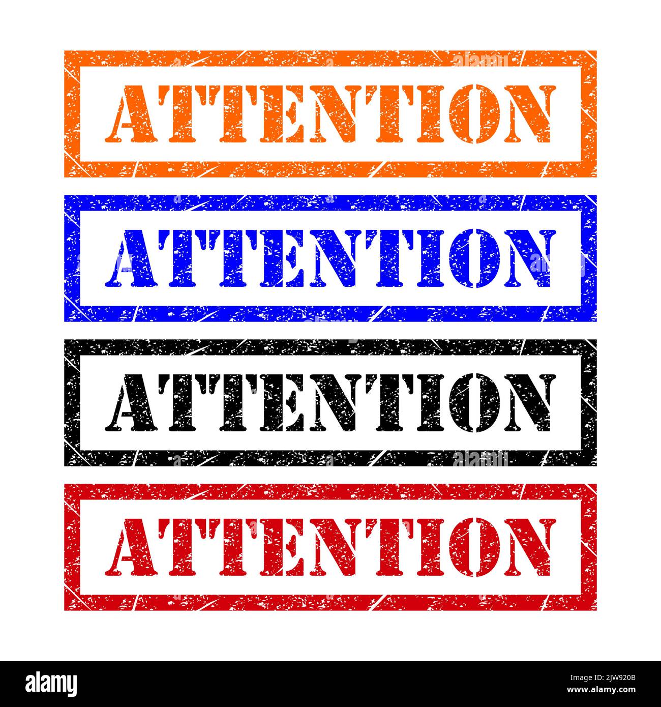 Satz Achtung Stempel Symbol, Aufkleber Schild Taste, Text Banner Vektor ...