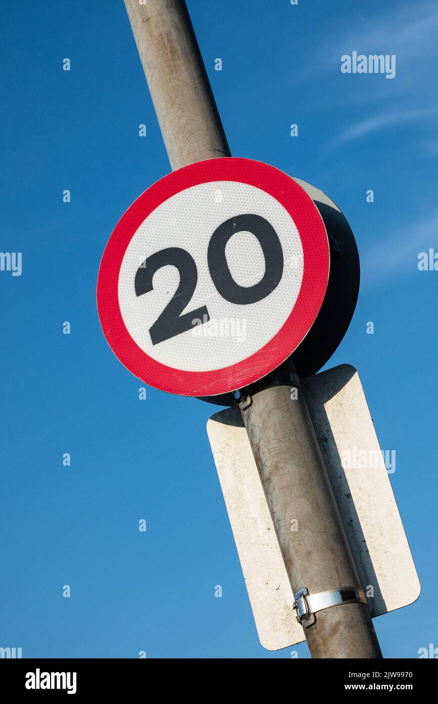 20 MPH Tempolimit in Wales Stockfoto