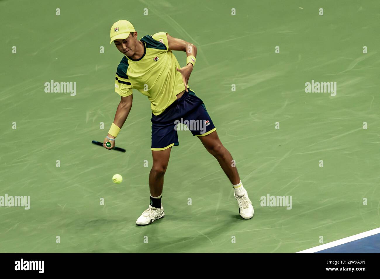 Rinky Hijikata (AUS) in der ersten Runde der bei den US Open Tennis