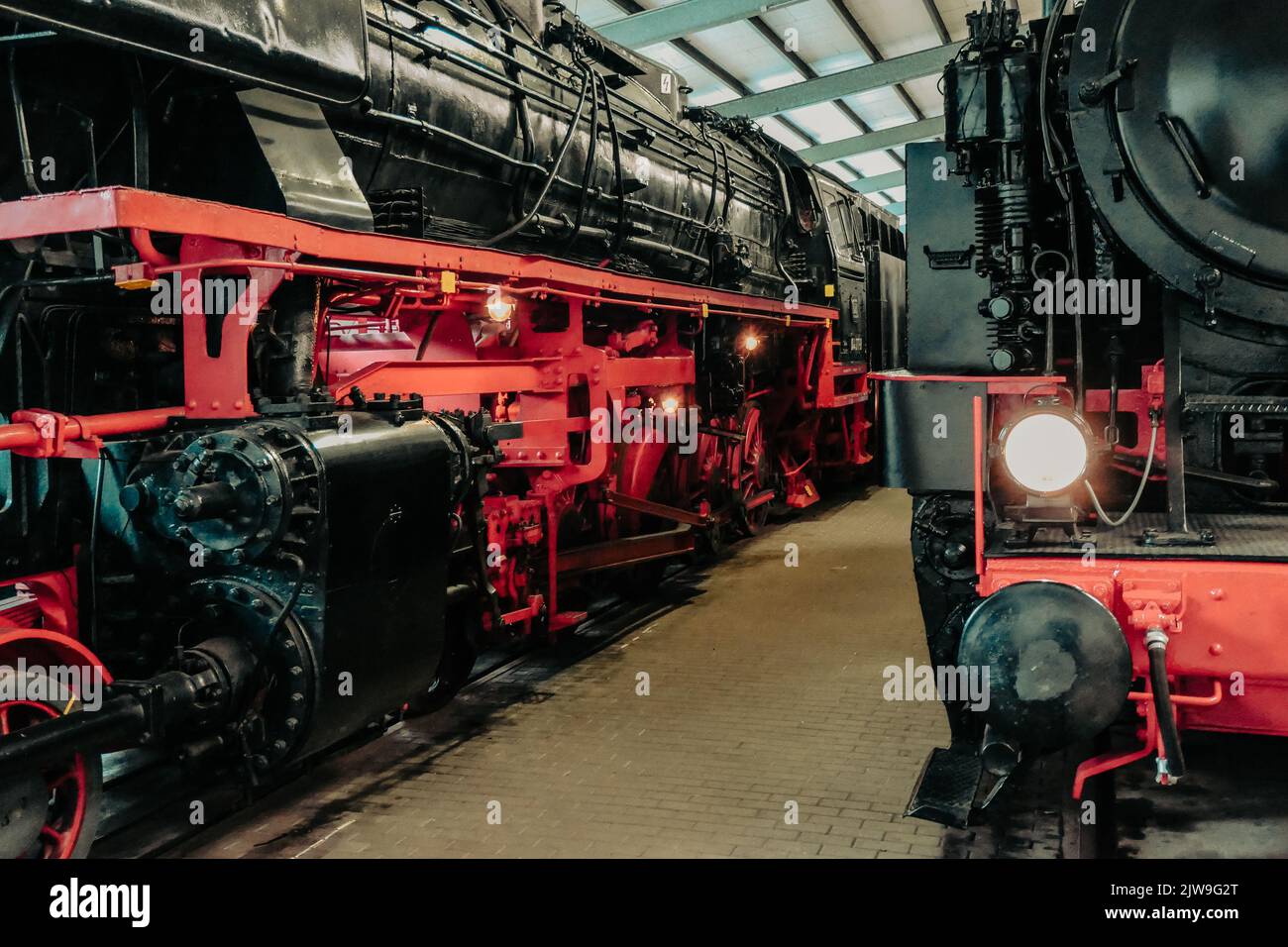 Historische Lokomotiven im bochumer Eisenbahnmuseum Deutsche Eisenbahngeschichte Stockfoto