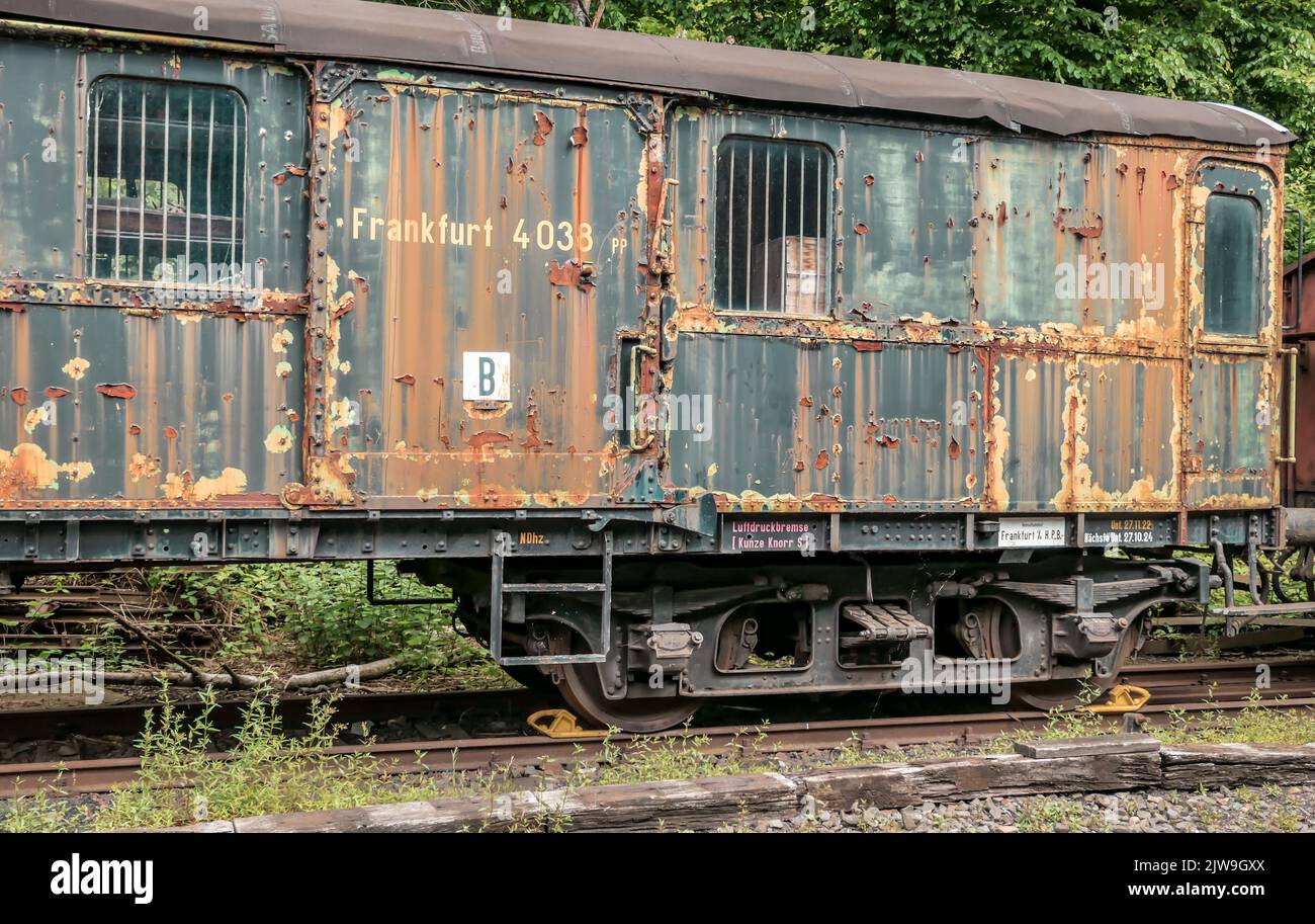 Außenansicht des Bochumer Eisenbahnmuseums Deutsche Eisenbahngeschichte Stockfoto