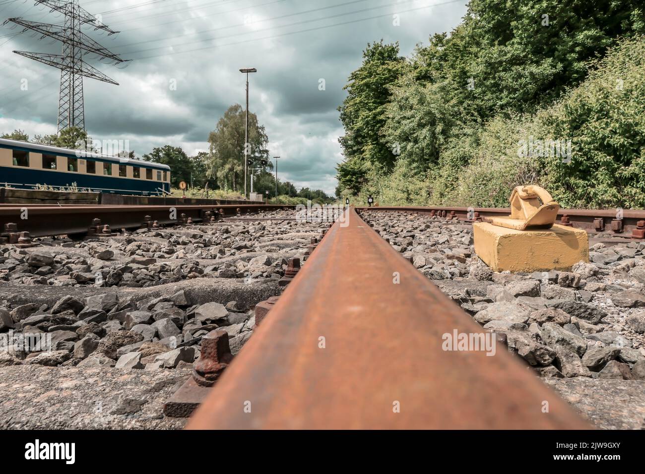 Außenansicht des Bochumer Eisenbahnmuseums Deutsche Eisenbahngeschichte Stockfoto