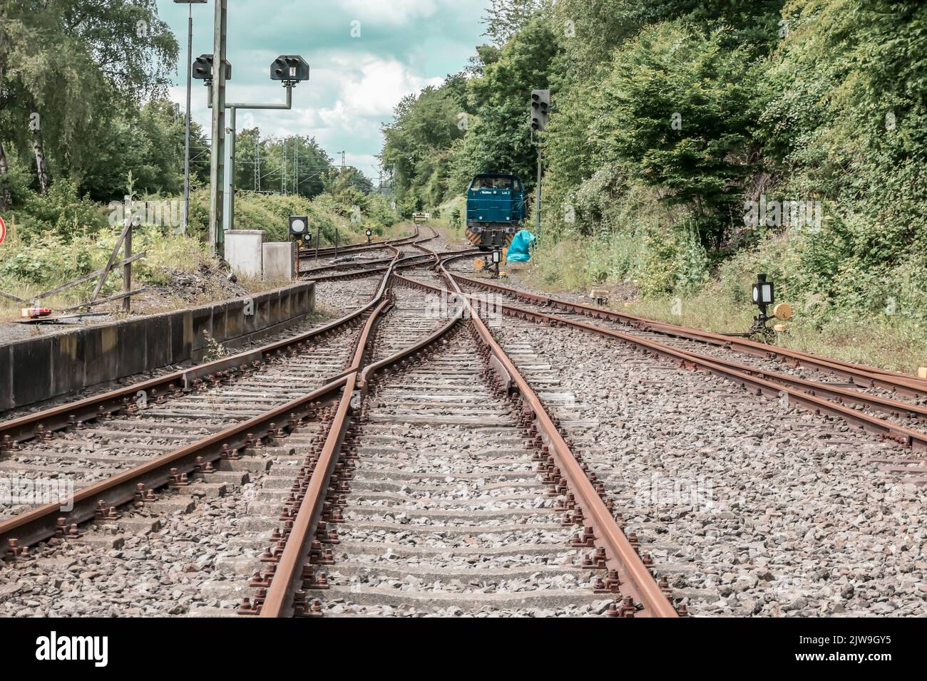 Außenansicht des Bochumer Eisenbahnmuseums Deutsche Eisenbahngeschichte Stockfoto