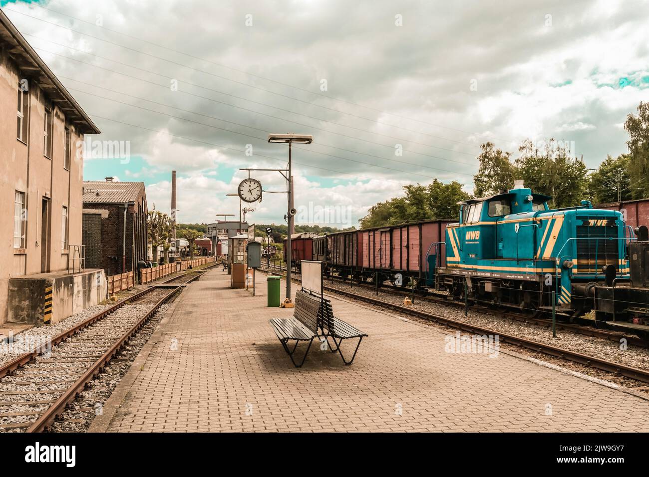 Außenansicht des Bochumer Eisenbahnmuseums Deutsche Eisenbahngeschichte Stockfoto