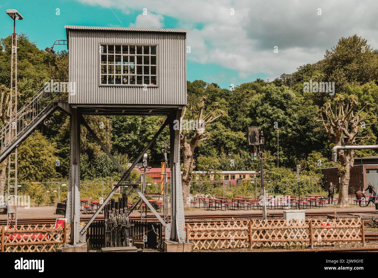 Außenansicht des Bochumer Eisenbahnmuseums Deutsche Eisenbahngeschichte Stockfoto