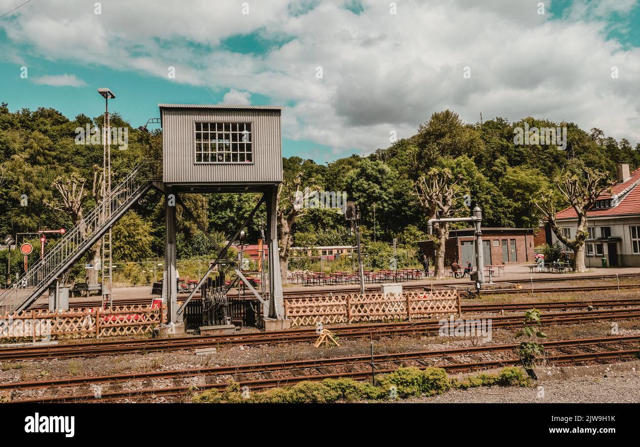 Außenansicht des Bochumer Eisenbahnmuseums Deutsche Eisenbahngeschichte Stockfoto