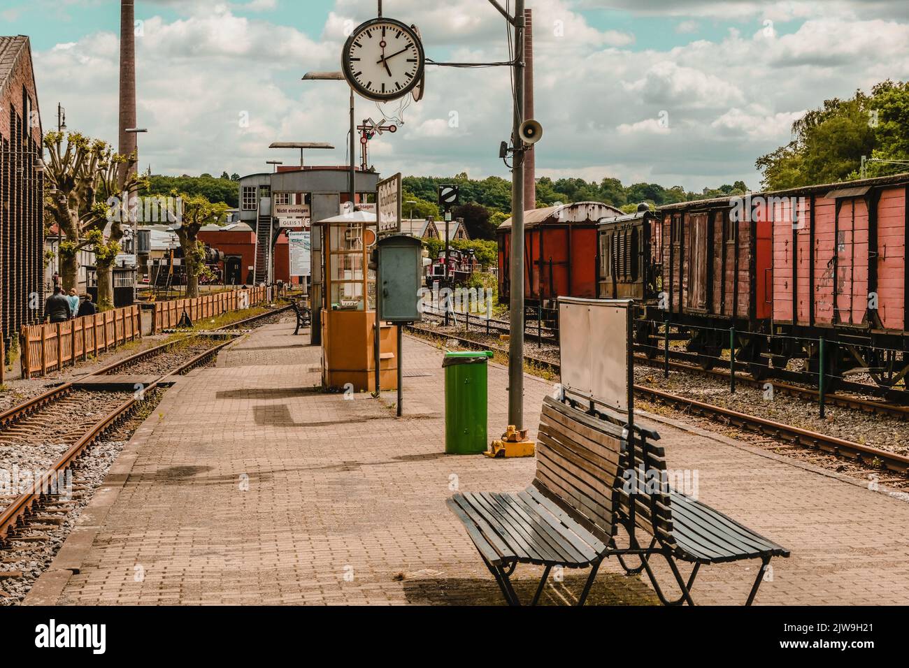 Außenansicht des Bochumer Eisenbahnmuseums Deutsche Eisenbahngeschichte Stockfoto