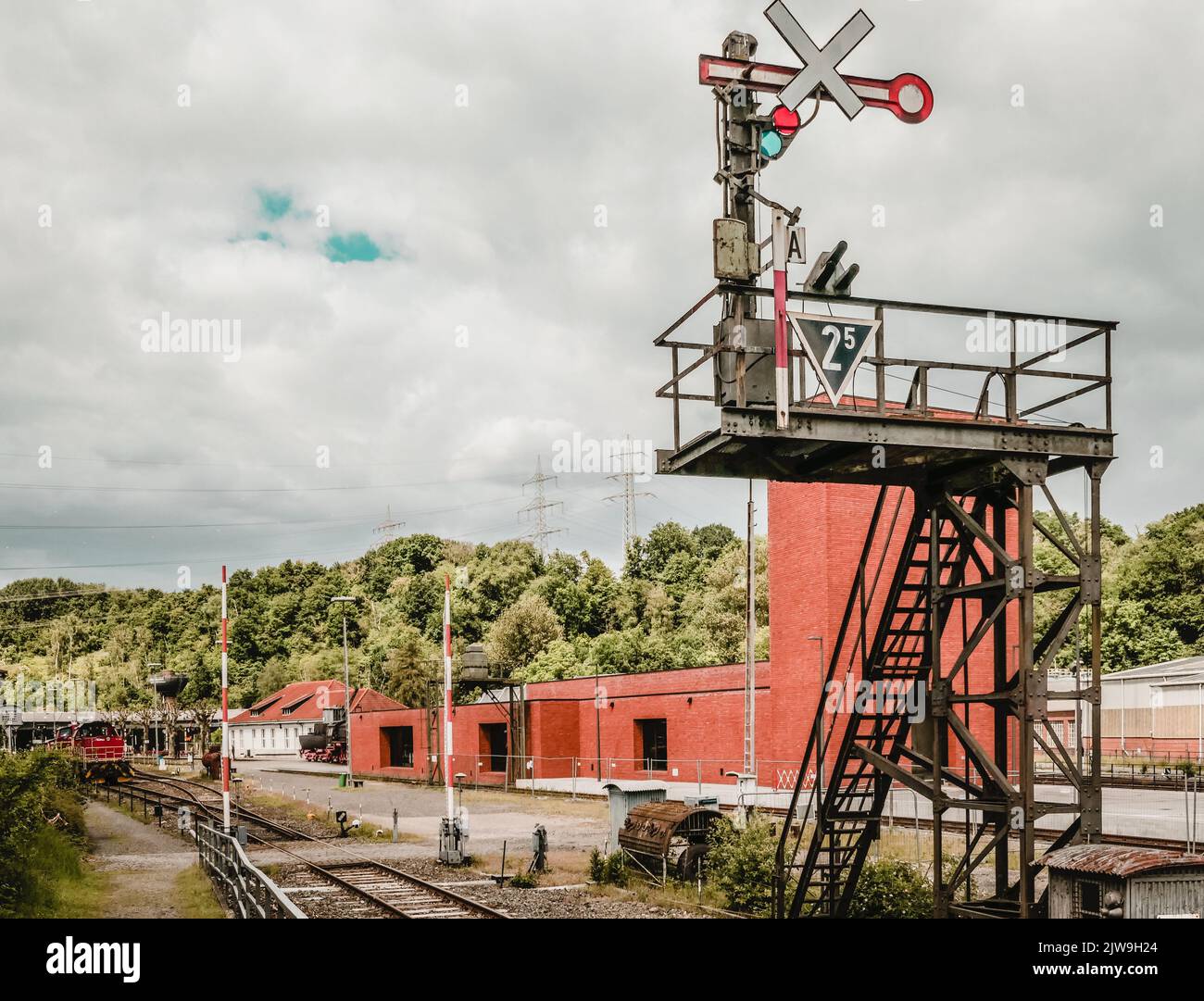 Außenansicht des Bochumer Eisenbahnmuseums Deutsche Eisenbahngeschichte Stockfoto