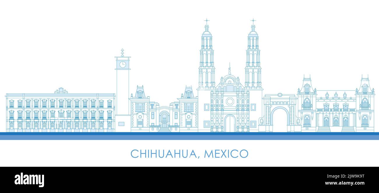 Skizzieren Skyline Panorama der Stadt Chihuahua, Mexiko - Vektor-Illustration Stock Vektor