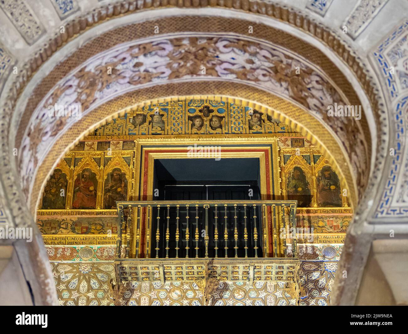 Die Dekoration der Botschafterhalle, Alcazar von Sevilla Stockfoto