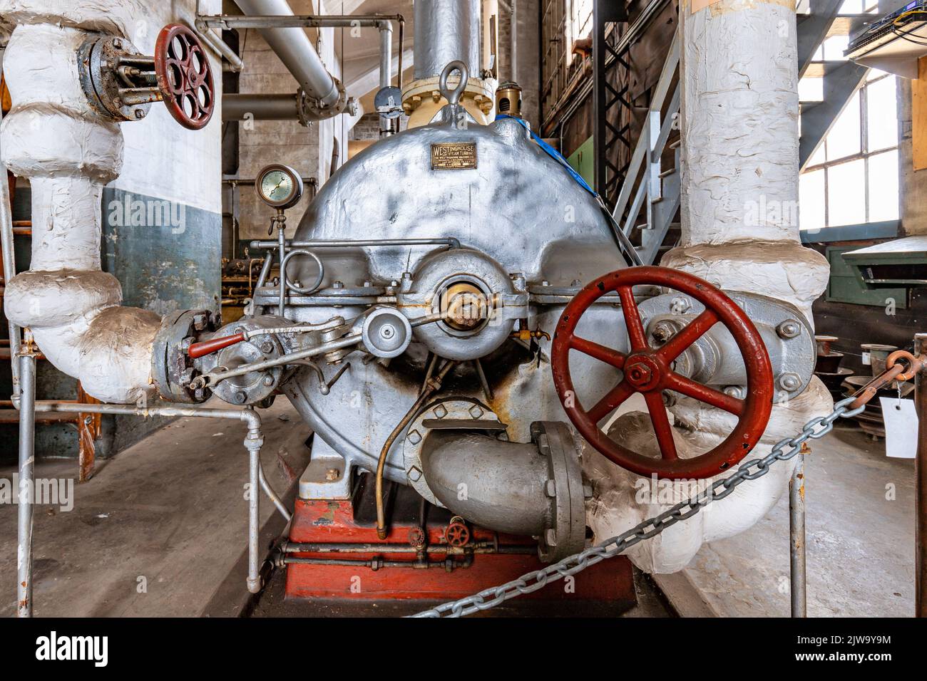 Seattle, WA. USA -08-27-2022: Westinghouse Dampfturbine im Dampfwerk Georgetown Stockfoto