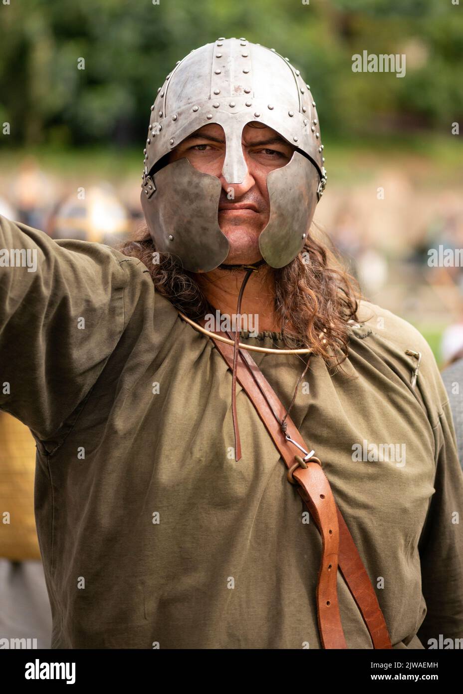 Der römische Krieger-Reenactor nimmt am Kulturfestival „Serdica is my Rome“ in Sofia, Bulgarien, Osteuropa, Balkan und der EU Teil Stockfoto
