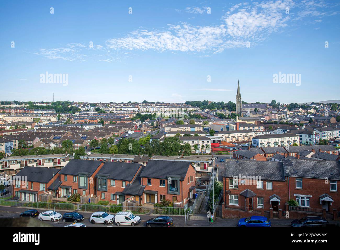 Mit Blick auf Bogside, Derry, Nordirland. Stockfoto