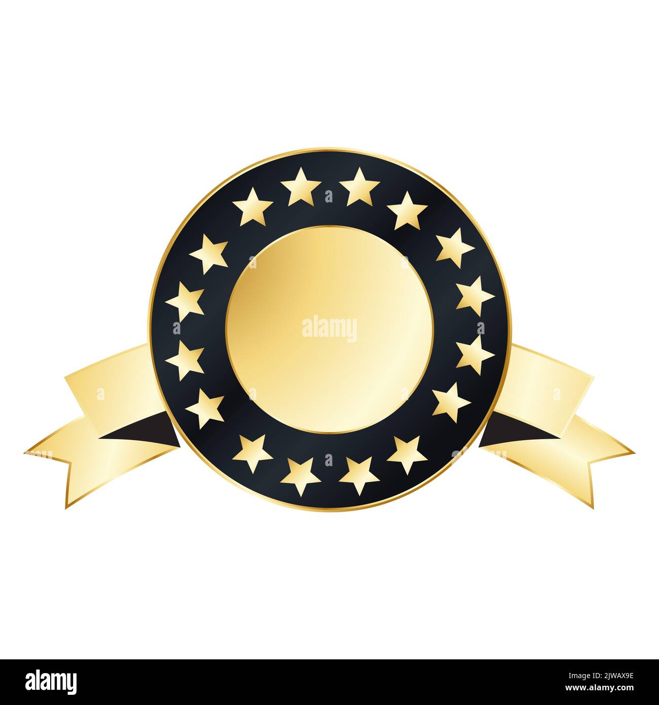 Goldenes Badget mit zwei Sternen Stockfoto
