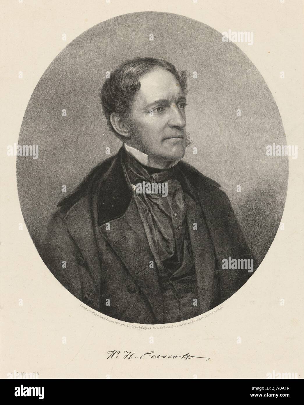 Porträt des amerikanischen Historikers William Hickling Prescott (1796-1859), bekannt durch seine Hauptwerke History of the Conquest of Mexico (1843) und History of the Conquest of Peru (1847) Stockfoto