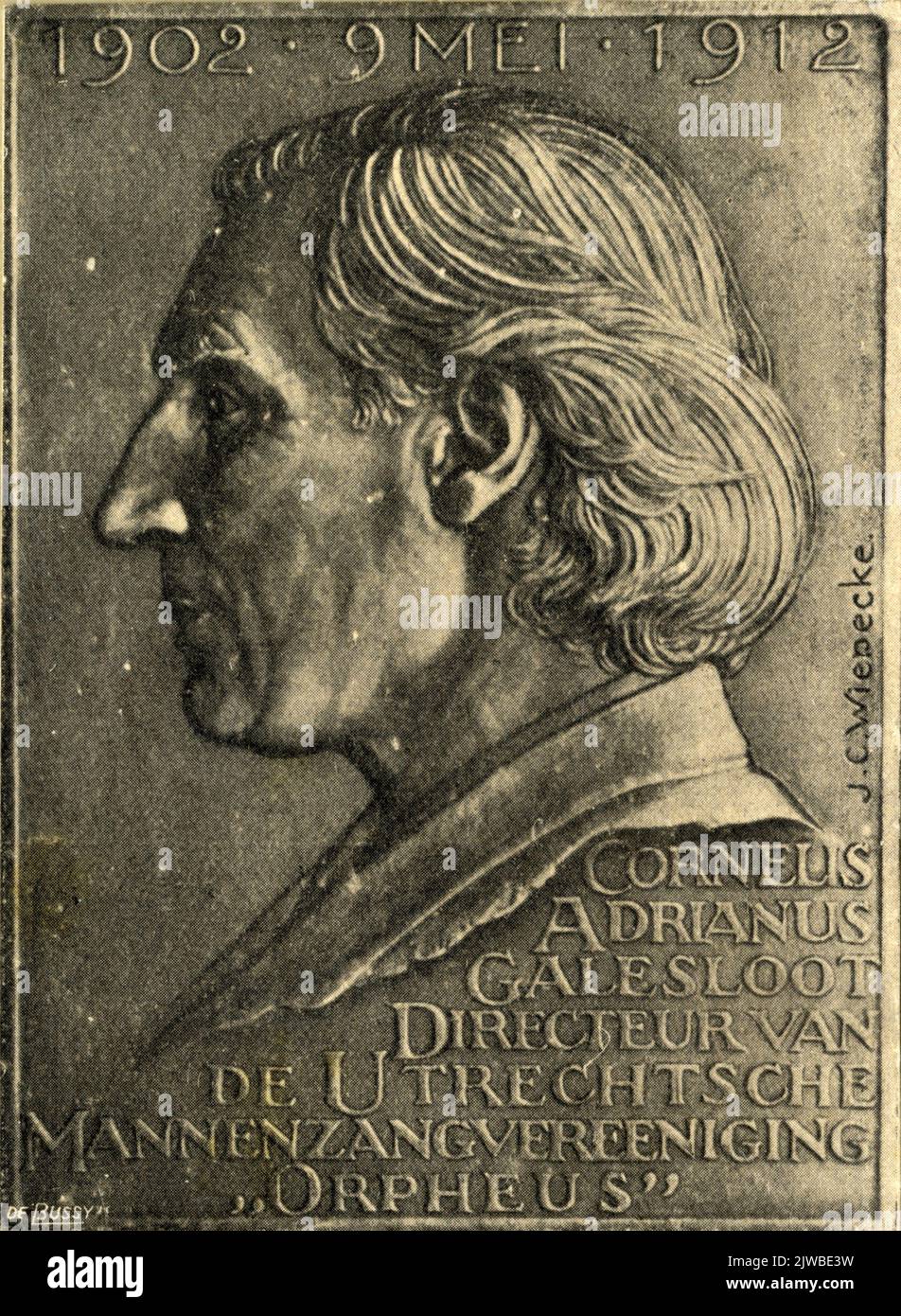 Porträt von A. (Abraham) van Veenendaal, genannt Bram de Mop, B. Utrecht, 18. April 1804, Utrecht Street Figure, d. 1890. Büste der Vorderseite. Stockfoto