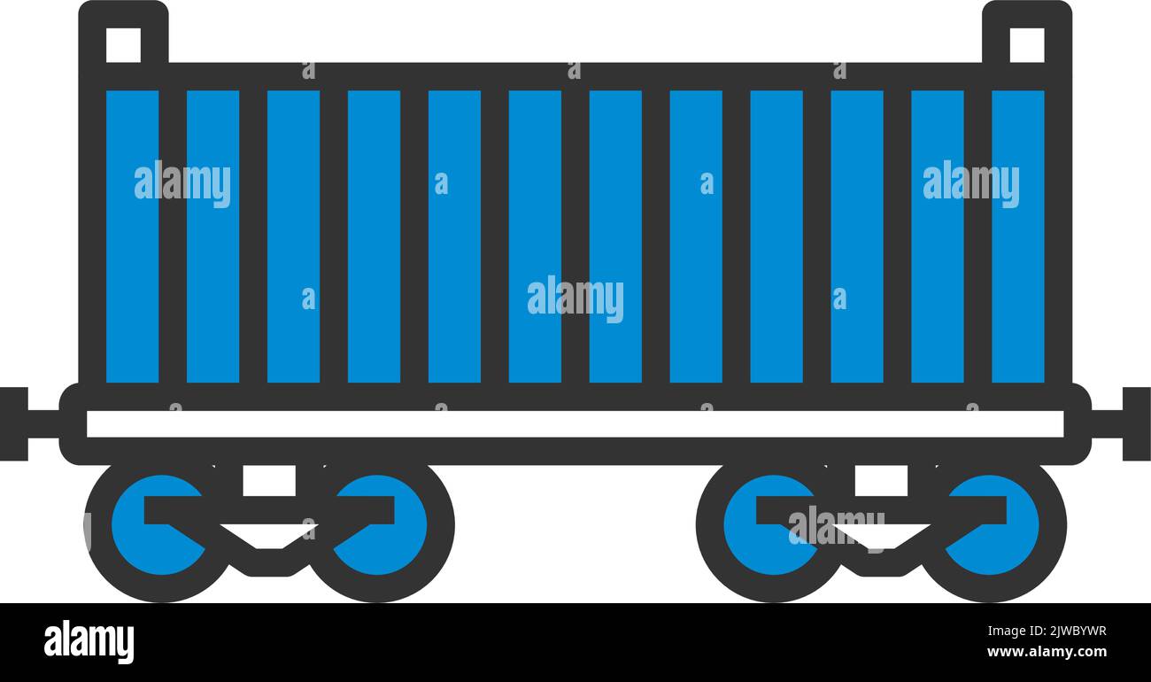 Symbol Für Den Container „Railway Cargo“. Editierbare Fett Formatigte Kontur Mit Farbfüllungsdesign. Vektorgrafik. Stock Vektor