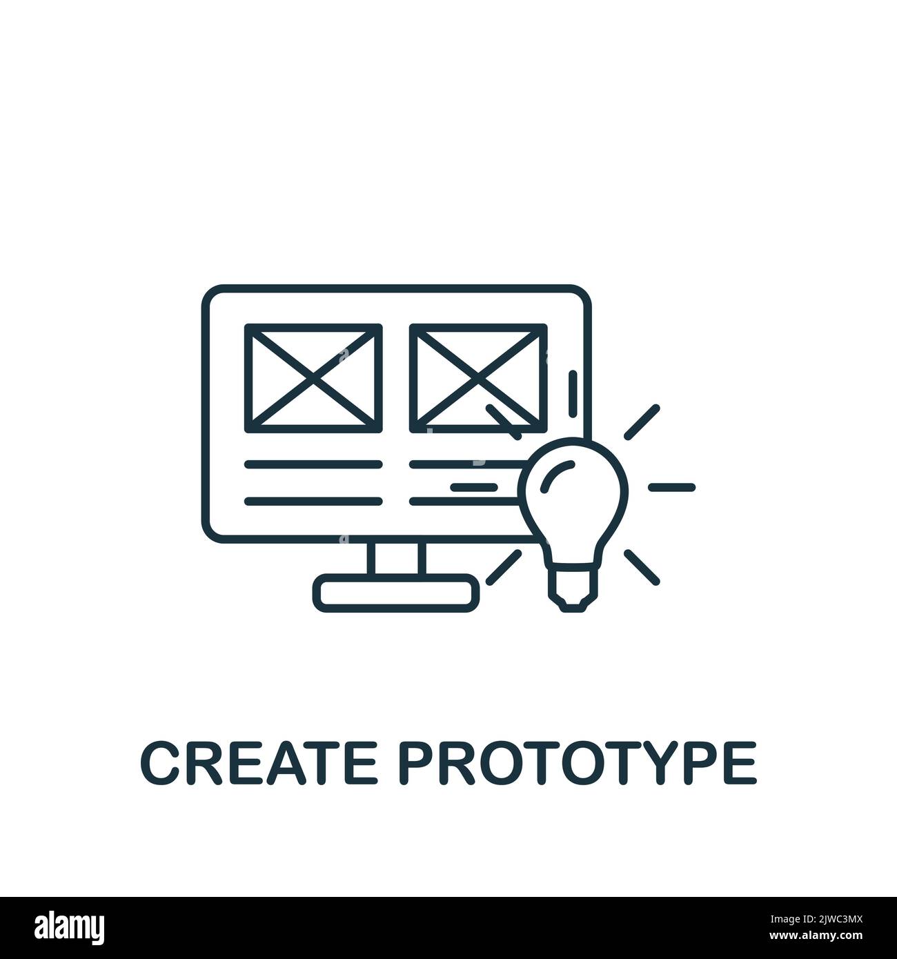 Symbol „Prototyp erstellen“. Line Simple Web Development Symbol für Vorlagen, Webdesign und Infografiken Stock Vektor