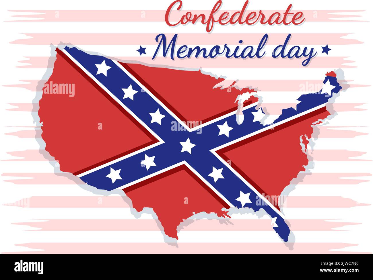 Konföderierte Memorial Day Vorlage Handgezeichnete Cartoon flache Illustration für Gedenken Soldaten der USA mit Flag Design Stock Vektor