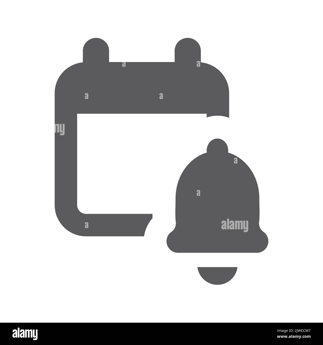 Kalender und Glocke schwarz Vektor-Symbol. Erinnerung, Symbol für die Stichtag-Füllung. Stock Vektor