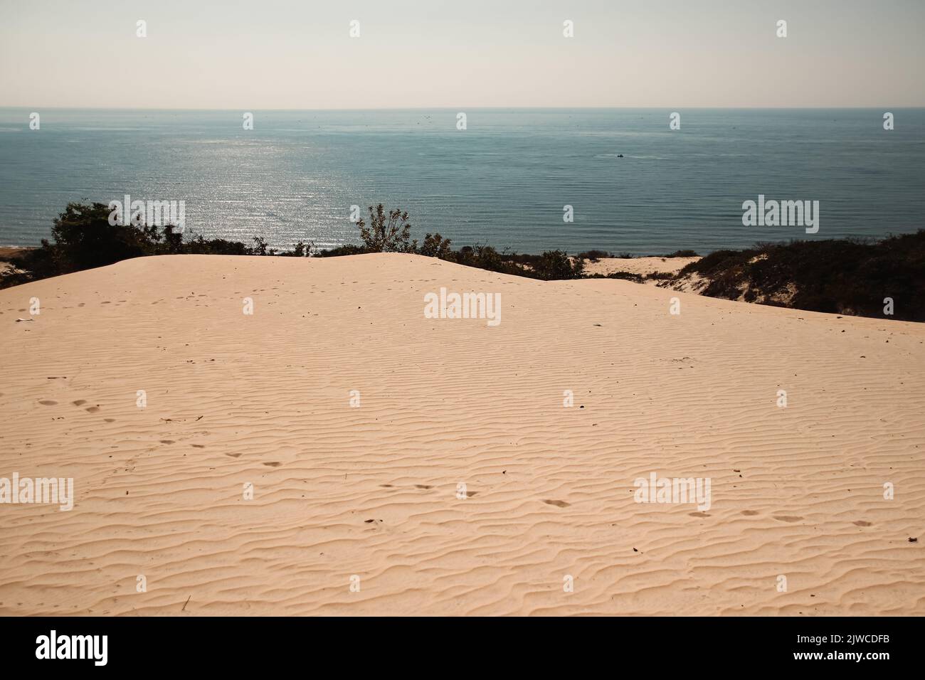 Wunderschöne Sanddünen und lebhafter Sommer in Phan thiet, Vietnam Stockfoto