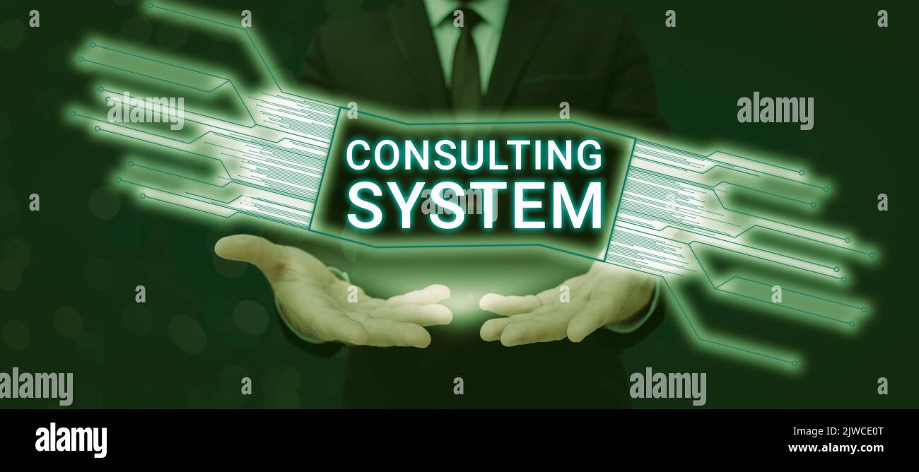 Sign Display Consulting SystemHilfestellung für Unternehmen bei der Verbesserung der Prozessadäquanz und Funktionalität. Geschäftsidee, die Unternehmen dabei unterstützt, die Prozessadäquanz zu verbessern und Stockfoto