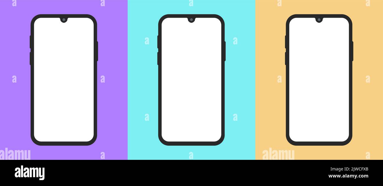 Moderne Isoliert Smartphone Set Bunte Mockup Illustration Vorlage Stock Vektor