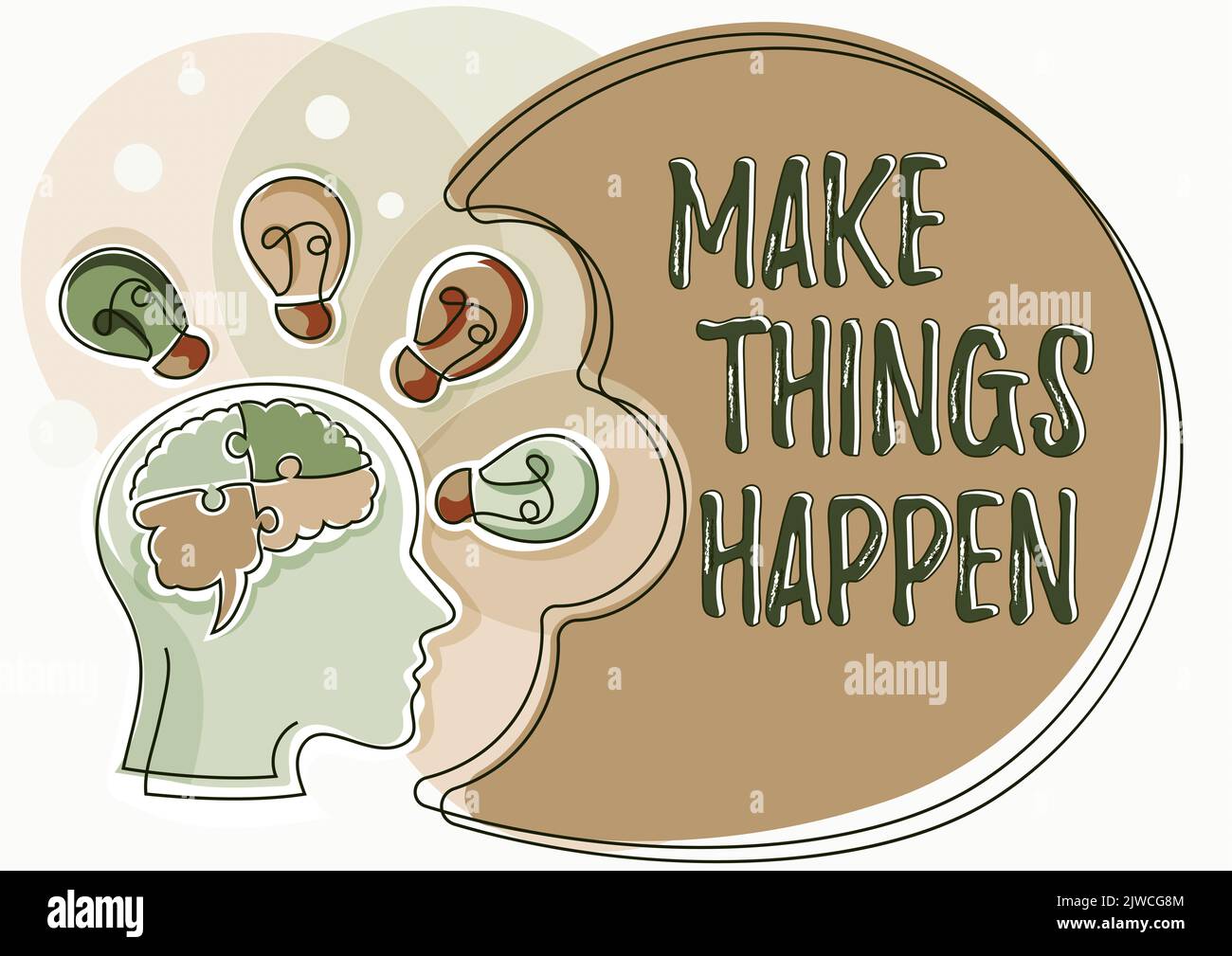 Inspiration Zeigen Zeichen Make Things HappenErzielen Sie Anstrengungen, etwas zu erreichen und zu erfüllen Go and Act. Unternehmensüberblick Anstrengungen Unternehmen, um und zu erreichen Stockfoto