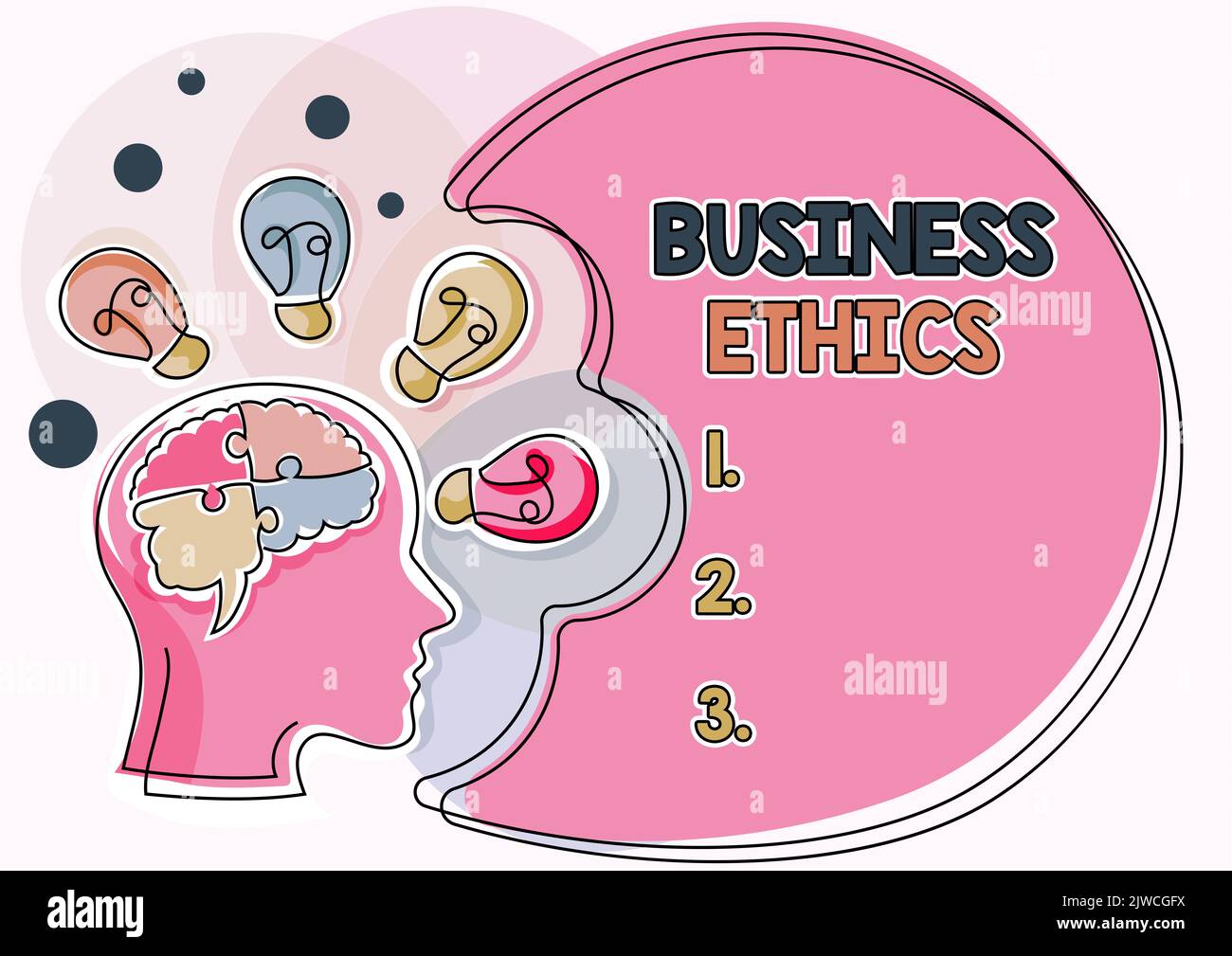 Konzeptionelle Darstellung der GeschäftsethikMorale Prinzipien, die das Verhalten eines Unternehmens leiten. Geschäftsansatz moralische Prinzipien, die den Weg leiten A Stockfoto