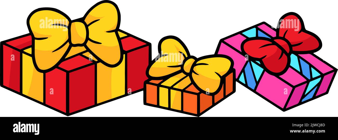 Weihnachtsgeschenke Cartoon Farbige Cliparts Stock Vektor